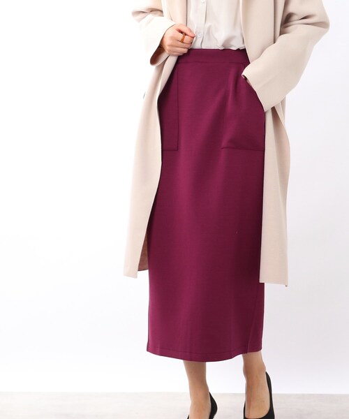 DRESKIP（ドレスキップ）の「◆もちもちナロースカート（スカート・レディース・サンドベージュ/パープル系4/ブラック・02/03/04）」の3枚目の写真