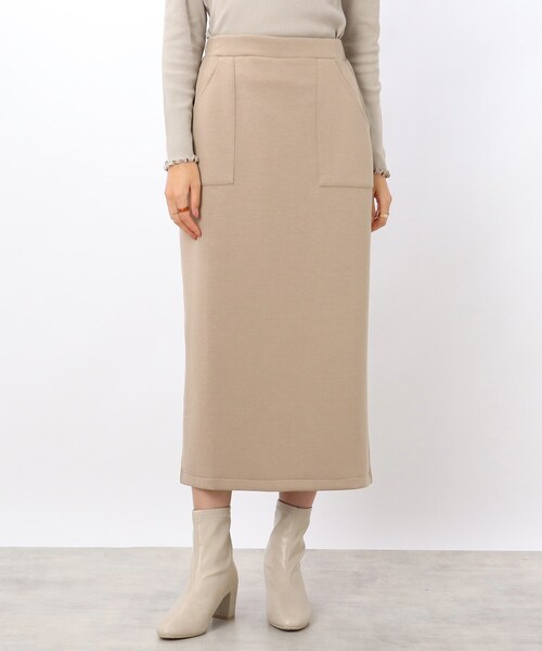 DRESKIP（ドレスキップ）の「◆もちもちナロースカート（スカート・レディース・サンドベージュ/パープル系4/ブラック・02/03/04）」の4枚目の写真