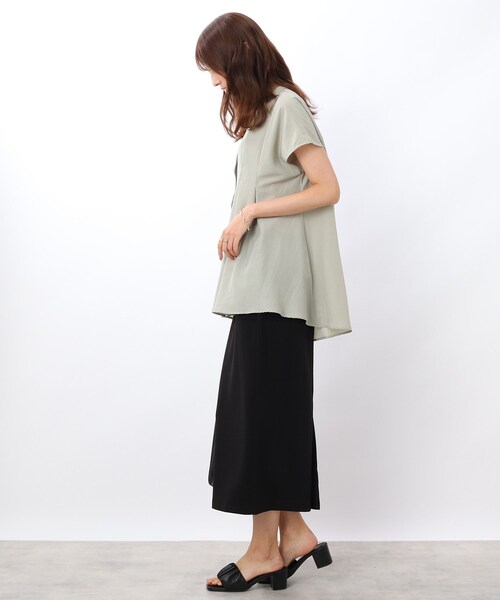 DRESKIP（ドレスキップ）の「◆もちもちナロースカート（スカート・レディース・サンドベージュ/パープル系4/ブラック・02/03/04）」の16枚目の写真