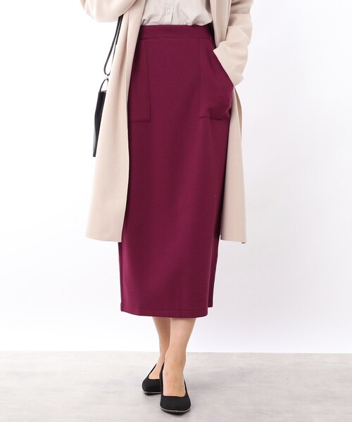 DRESKIP（ドレスキップ）の「◆もちもちナロースカート（スカート・レディース・サンドベージュ/パープル系4/ブラック・02/03/04）」の19枚目の写真