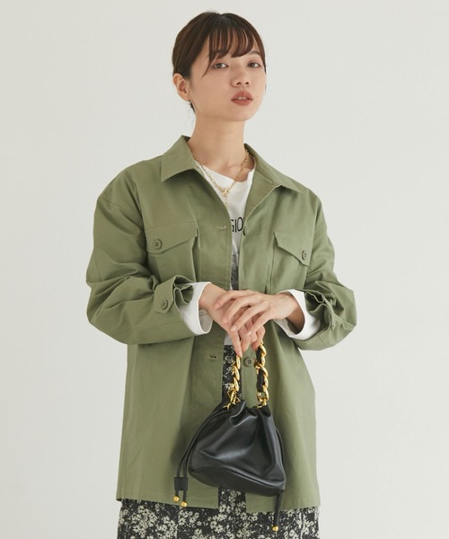 Doux archives（ドゥアルシーヴ）の「リップストップサファリシャツジャケット（ミリタリージャケット・レディース・グレー/カーキ・FREE）」の5枚目の写真