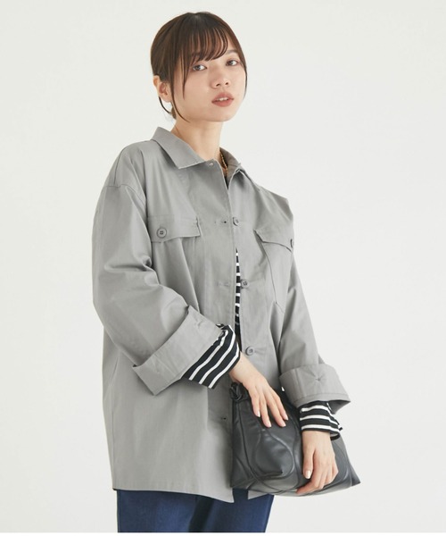 Doux archives（ドゥアルシーヴ）の「リップストップサファリシャツジャケット（ミリタリージャケット・レディース・グレー/カーキ・FREE）」の11枚目の写真