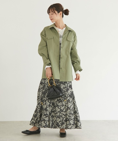 Doux archives（ドゥアルシーヴ）の「リップストップサファリシャツジャケット（ミリタリージャケット・レディース・グレー/カーキ・FREE）」の14枚目の写真