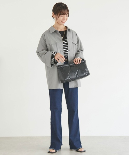 Doux archives（ドゥアルシーヴ）の「リップストップサファリシャツジャケット（ミリタリージャケット・レディース・グレー/カーキ・FREE）」の17枚目の写真