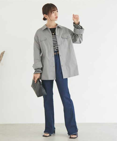 Doux archives（ドゥアルシーヴ）の「リップストップサファリシャツジャケット（ミリタリージャケット・レディース・グレー/カーキ・FREE）」の19枚目の写真