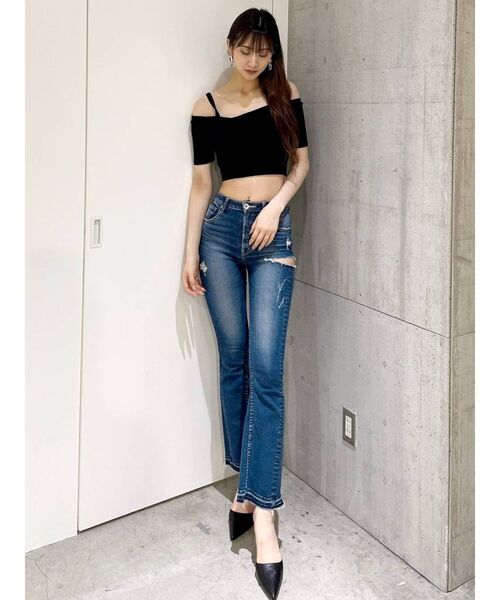 GYDA(ジェイダ)の「ハーフスリーブ2WAYカシュクールデザイントップス(Tシャツ/カットソー・レディース・ダークオリーブ/ブラック/オフホワイト/グリーン・FREE)」の11枚目の写真