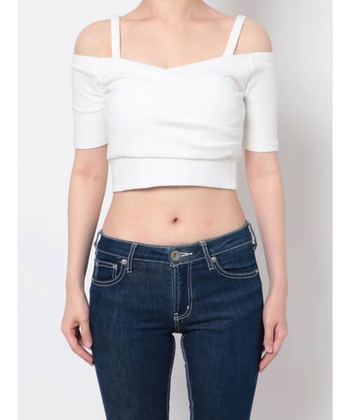 GYDA(ジェイダ)の「ハーフスリーブ2WAYカシュクールデザイントップス(Tシャツ/カットソー・レディース・ダークオリーブ/ブラック/オフホワイト/グリーン・FREE)」の16枚目の写真
