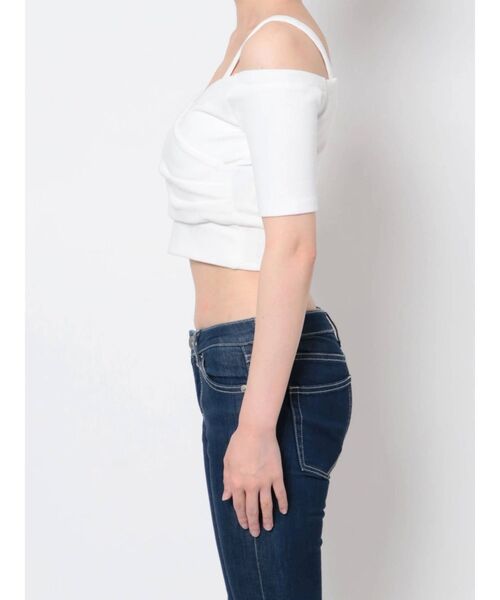 GYDA(ジェイダ)の「ハーフスリーブ2WAYカシュクールデザイントップス(Tシャツ/カットソー・レディース・ダークオリーブ/ブラック/オフホワイト/グリーン・FREE)」の17枚目の写真