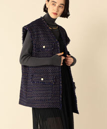 Rie Miller | ノーカラーフリンジジレ(ベスト)