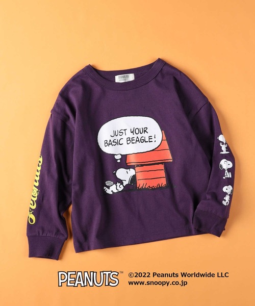 PEANUTS（ピーナッツ）の「【SNOOPY】スヌーピーロンＴ（Tシャツ/カットソー・キッズ・ブラック/レッド/グリーン/オフホワイト/ネイビー/パープル・140/105/130/120/150）」の5枚目の写真