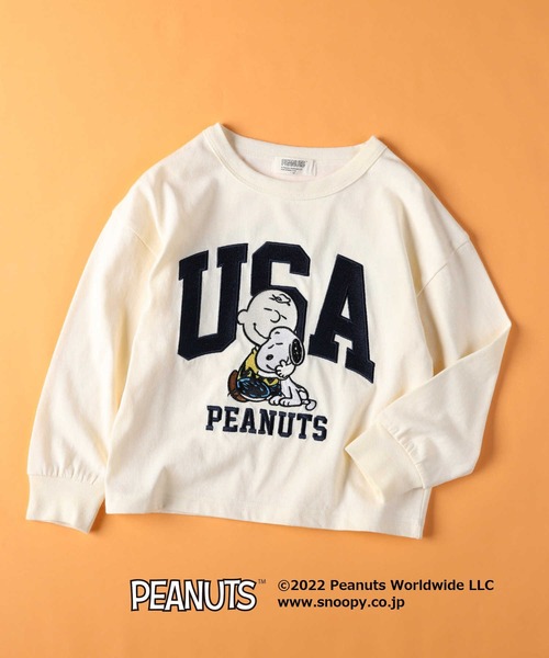 PEANUTS（ピーナッツ）の「【SNOOPY】スヌーピーロンＴ（Tシャツ/カットソー・キッズ・ブラック/レッド/グリーン/オフホワイト/ネイビー/パープル・140/105/130/120/150）」の2枚目の写真