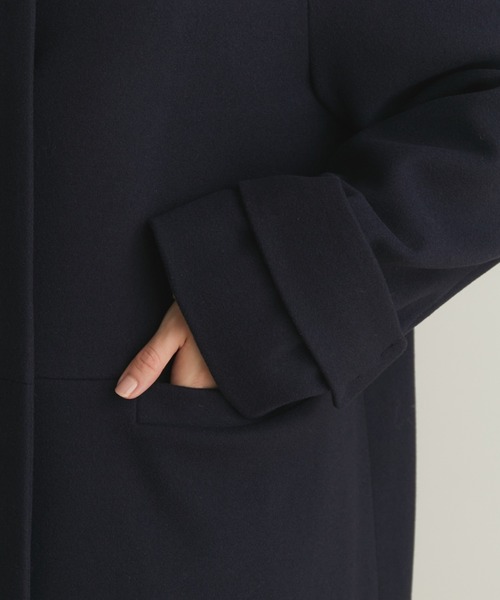 VIS（ビス）の「【静電気防止裏地】ノーカラージャージメルトンコート【sustainable】（その他アウター・レディース・ネイビー/ブラウン/サックスブルー/イエロー・S/M/L）」の8枚目の写真