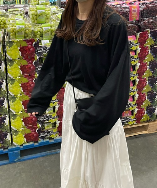 LE MORE(リモア)の「ルーズフィットロンT(Tシャツ/カットソー・レディース・ブラック/ベージュ/ピンク/アイボリー・FREE)」の5枚目の写真