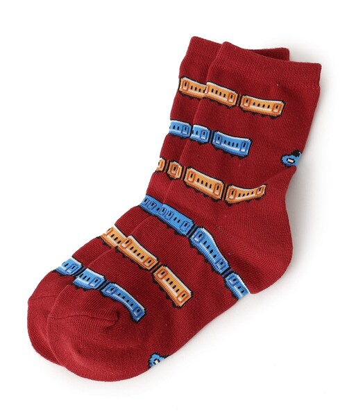 SHOO・LA・RUE（シューラルー）の「◆電車総柄クルー丈ソックス（ソックス/靴下・キッズ・レッド系5/ネイビー系3/イエロー系9・53/56）」の3枚目の写真