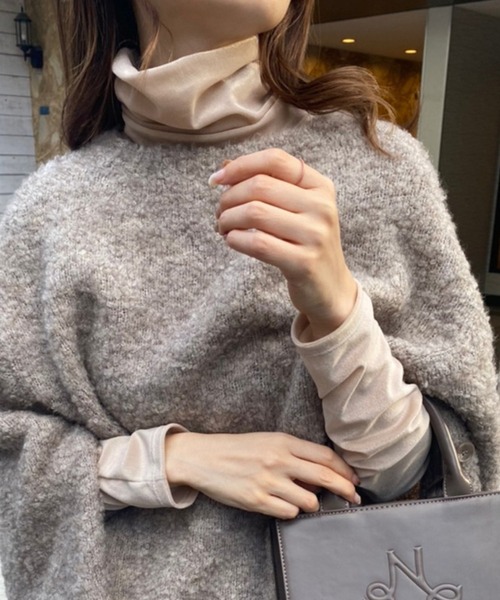 one after another NICE CLAUP（ワンアフターアナザーナイスクラップ）の「ベロアタートルネック（Tシャツ/カットソー・レディース・ベージュ/グレー/オフホワイト/ピンク・FREE）」の3枚目の写真