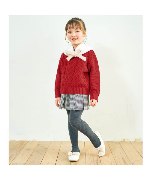 apres les cours(アプレレクール)の「【洗濯機でお洗濯OK】イロドリニット_ウォッシャブル(ニット/セーター・キッズ・キナリ/サーモンピンク/マスタード/サックスブルー/レッド/ダークグリーン・80/90/100/110/120/130/140)」の12枚目の写真