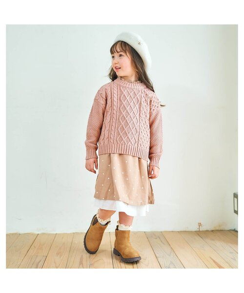 apres les cours(アプレレクール)の「【洗濯機でお洗濯OK】イロドリニット_ウォッシャブル(ニット/セーター・キッズ・キナリ/サーモンピンク/マスタード/サックスブルー/レッド/ダークグリーン・80/90/100/110/120/130/140)」の13枚目の写真