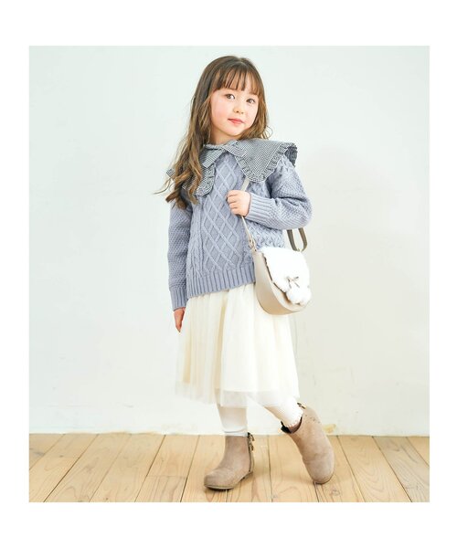 apres les cours(アプレレクール)の「【洗濯機でお洗濯OK】イロドリニット_ウォッシャブル(ニット/セーター・キッズ・キナリ/サーモンピンク/マスタード/サックスブルー/レッド/ダークグリーン・80/90/100/110/120/130/140)」の14枚目の写真