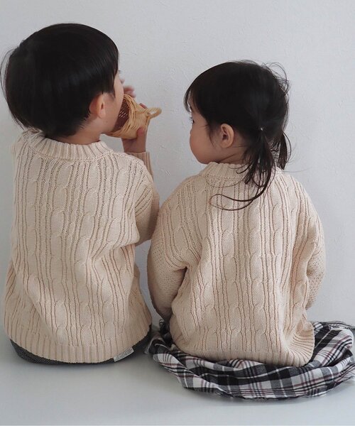 apres les cours(アプレレクール)の「【洗濯機でお洗濯OK】イロドリニット_ウォッシャブル(ニット/セーター・キッズ・キナリ/サーモンピンク/マスタード/サックスブルー/レッド/ダークグリーン・80/90/100/110/120/130/140)」の19枚目の写真