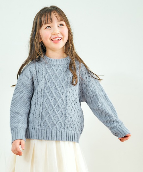 apres les cours(アプレレクール)の「【洗濯機でお洗濯OK】イロドリニット_ウォッシャブル(ニット/セーター・キッズ・キナリ/サーモンピンク/マスタード/サックスブルー/レッド/ダークグリーン・80/90/100/110/120/130/140)」の3枚目の写真