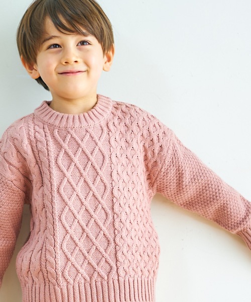 apres les cours(アプレレクール)の「【洗濯機でお洗濯OK】イロドリニット_ウォッシャブル(ニット/セーター・キッズ・キナリ/サーモンピンク/マスタード/サックスブルー/レッド/ダークグリーン・80/90/100/110/120/130/140)」の5枚目の写真