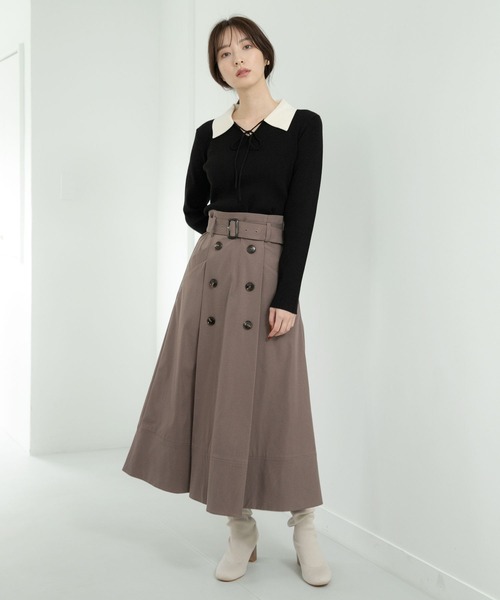 Andemiu(アンデミュウ)の「ホソリボンエリニット177362(ニット/セーター・レディース・ブラック/ピンク/ブルー/モカ・FREE)」の7枚目の写真