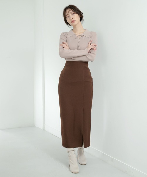 Andemiu(アンデミュウ)の「ホソリボンエリニット177362(ニット/セーター・レディース・ブラック/ピンク/ブルー/モカ・FREE)」の21枚目の写真