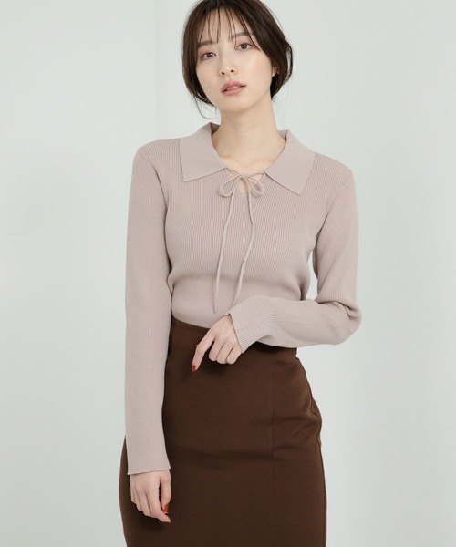 Andemiu(アンデミュウ)の「ホソリボンエリニット177362(ニット/セーター・レディース・ブラック/ピンク/ブルー/モカ・FREE)」の14枚目の写真