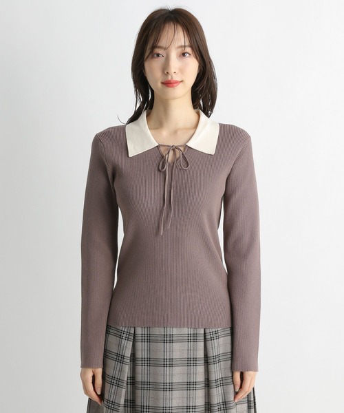 Andemiu(アンデミュウ)の「ホソリボンエリニット177362(ニット/セーター・レディース・ブラック/ピンク/ブルー/モカ・FREE)」の16枚目の写真