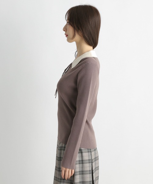 Andemiu(アンデミュウ)の「ホソリボンエリニット177362(ニット/セーター・レディース・ブラック/ピンク/ブルー/モカ・FREE)」の19枚目の写真