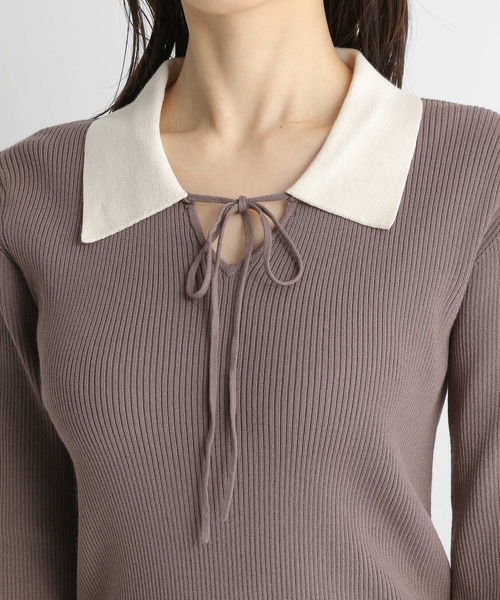 Andemiu(アンデミュウ)の「ホソリボンエリニット177362(ニット/セーター・レディース・ブラック/ピンク/ブルー/モカ・FREE)」の15枚目の写真