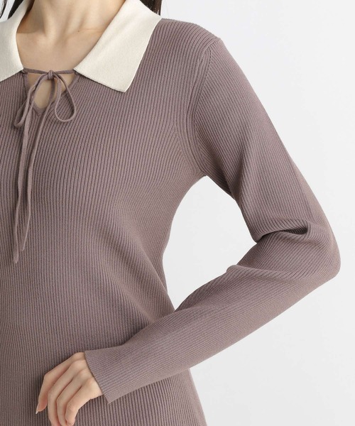 Andemiu(アンデミュウ)の「ホソリボンエリニット177362(ニット/セーター・レディース・ブラック/ピンク/ブルー/モカ・FREE)」の13枚目の写真