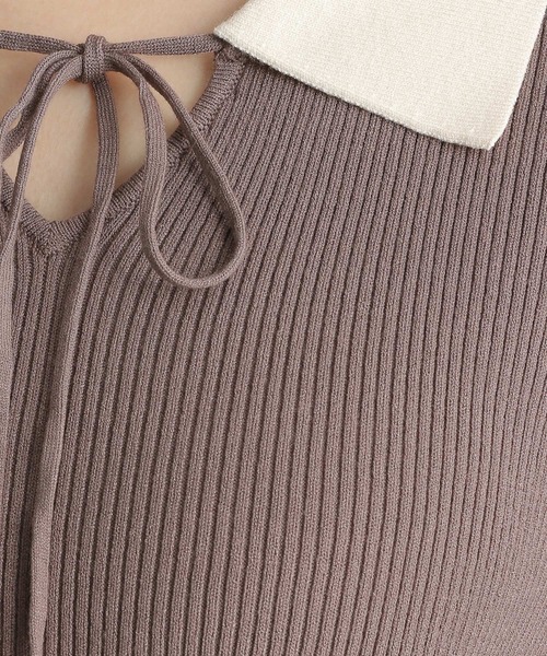 Andemiu(アンデミュウ)の「ホソリボンエリニット177362(ニット/セーター・レディース・ブラック/ピンク/ブルー/モカ・FREE)」の11枚目の写真