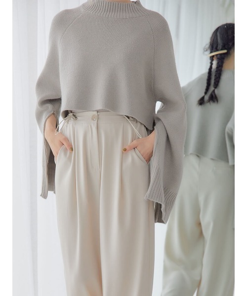 Ayla（アイラ）の「sleeve zip slit knit（ニット/セーター・レディース・ブラック/グレイッシュベージュ・FREE）」の16枚目の写真