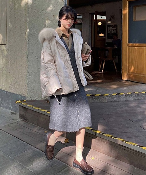 Doula Doula（ドゥーラドゥーラ）の「ロングニットベスト（ワンピース・レディース・ブラック/ブラウン/グレー・M/L）」の2枚目の写真
