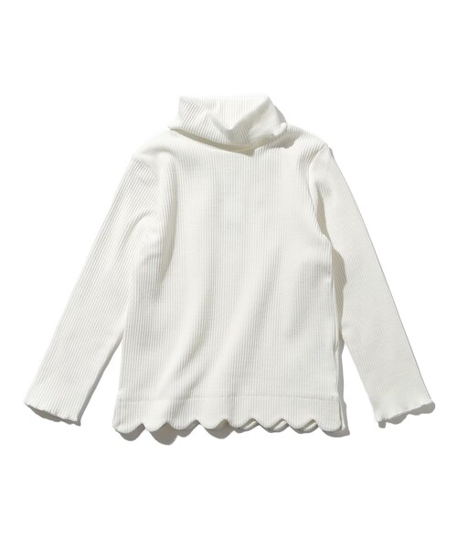 SHOO・LA・RUE（シューラルー）の「◆【110-140cm/プチセレ】テレコ裾スカラップタートル（Tシャツ/カットソー・キッズ・アイボリー/ベビーピンク/ブラック/アイボリー系7/ブラック系7・14/12/13/11）」の4枚目の写真