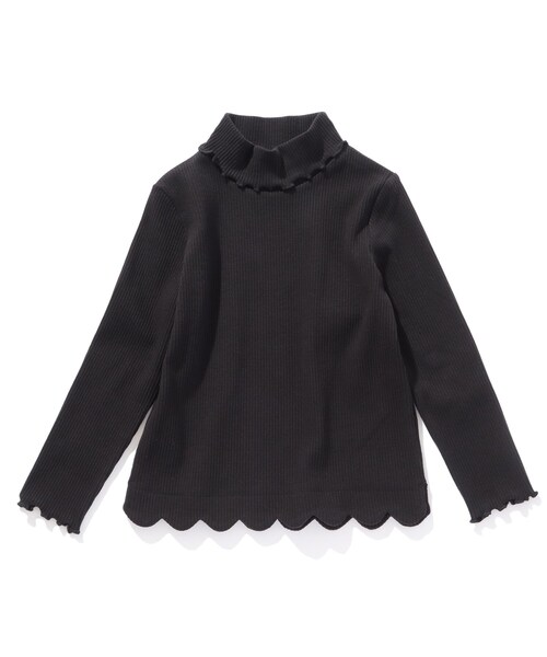 SHOO・LA・RUE（シューラルー）の「◆【110-140cm/プチセレ】テレコ裾スカラップタートル（Tシャツ/カットソー・キッズ・アイボリー/ベビーピンク/ブラック/アイボリー系7/ブラック系7・14/12/13/11）」の2枚目の写真