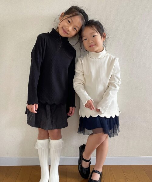 SHOO・LA・RUE（シューラルー）の「◆【110-140cm/プチセレ】テレコ裾スカラップタートル（Tシャツ/カットソー・キッズ・アイボリー/ベビーピンク/ブラック/アイボリー系7/ブラック系7・14/12/13/11）」の21枚目の写真