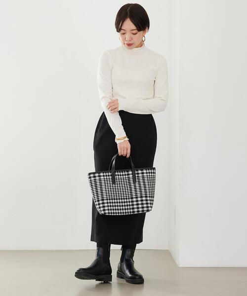 green label relaxing（グリーンレーベルリラクシング）の「【WEB限定】［ SHORT /H148-155㎝］ハイネック リブ プルオーバー カットソー（Tシャツ/カットソー・レディース・ブラック/ホワイト・SHORT）」の3枚目の写真