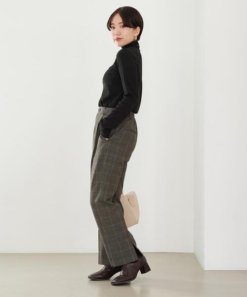 green label relaxing（グリーンレーベルリラクシング）の「【WEB限定】［ SHORT /H148-155㎝］ハイネック リブ プルオーバー カットソー（Tシャツ/カットソー・レディース・ブラック/ホワイト・SHORT）」の8枚目の写真