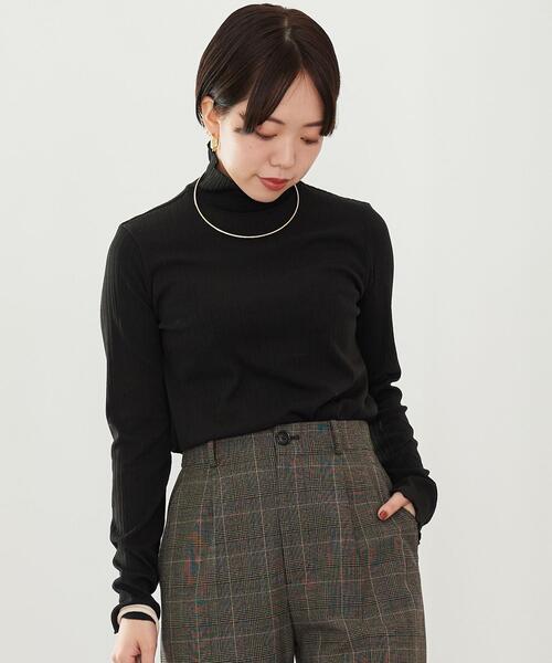 green label relaxing（グリーンレーベルリラクシング）の「【WEB限定】［ SHORT /H148-155㎝］ハイネック リブ プルオーバー カットソー（Tシャツ/カットソー・レディース・ブラック/ホワイト・SHORT）」の11枚目の写真
