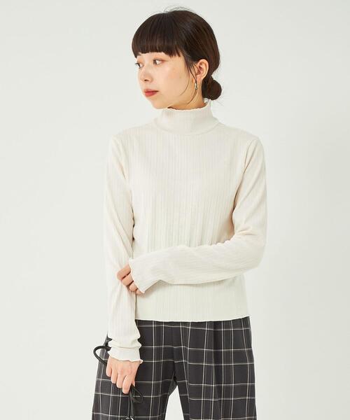 green label relaxing（グリーンレーベルリラクシング）の「【WEB限定】［ SHORT /H148-155㎝］ハイネック リブ プルオーバー カットソー（Tシャツ/カットソー・レディース・ブラック/ホワイト・SHORT）」の13枚目の写真