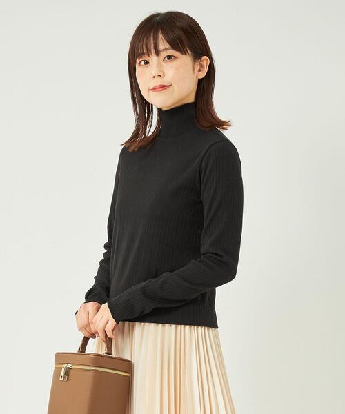 green label relaxing（グリーンレーベルリラクシング）の「【WEB限定】［ SHORT /H148-155㎝］ハイネック リブ プルオーバー カットソー（Tシャツ/カットソー・レディース・ブラック/ホワイト・SHORT）」の21枚目の写真