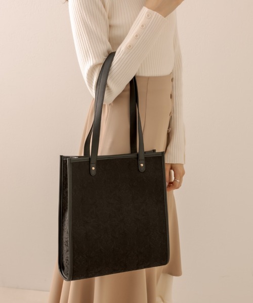 OLIVE des OLIVE（オリーブデオリーブ）の「【WEB限定】ジャガードトートバッグ（トートバッグ・レディース・ピンク/グレー/ブラック/アイボリー・FREE）」の12枚目の写真