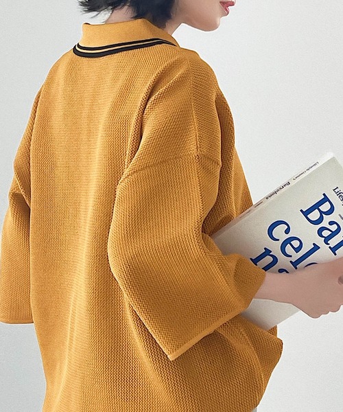 Java（ジャバ）の「《JaVaジャバ コラボ》大人のスポーティー。超軽量襟ラインオーバーサイズニットポロ（ポロシャツ・レディース・ブラック/グリーン/ブラウン/オレンジ・LARGE/MEDIUM/SMALL/X-LARGE）」の19枚目の写真