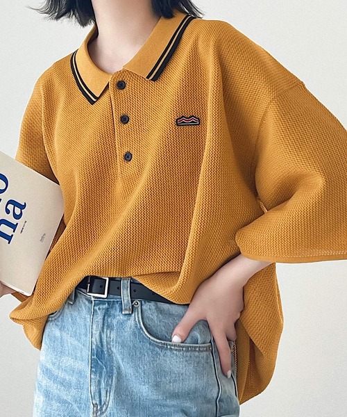 Java（ジャバ）の「《JaVaジャバ コラボ》大人のスポーティー。超軽量襟ラインオーバーサイズニットポロ（ポロシャツ・レディース・ブラック/グリーン/ブラウン/オレンジ・LARGE/MEDIUM/SMALL/X-LARGE）」の20枚目の写真