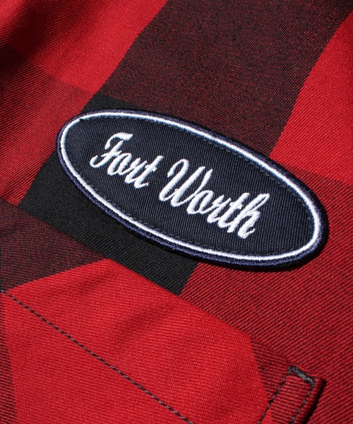 Dickies（ディッキーズ）の「【GENUINE DICKIES/ジェニュインディッキーズ】ワッペンロゴ T/Cツイルブロックチェックシャツ（シャツ/ブラウス・メンズ・ブルー/ブラック/レッド/グリーン・M/L/XL）」の7枚目の写真