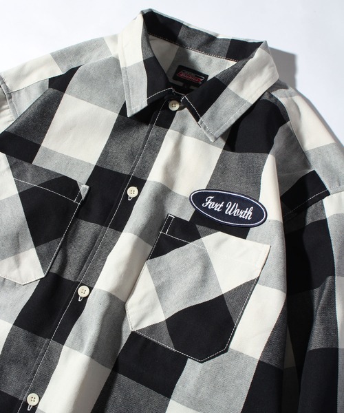 Dickies（ディッキーズ）の「【GENUINE DICKIES/ジェニュインディッキーズ】ワッペンロゴ T/Cツイルブロックチェックシャツ（シャツ/ブラウス・メンズ・ブルー/ブラック/レッド/グリーン・M/L/XL）」の12枚目の写真