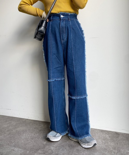 CPCM(シーピーシーエム)の「パッチワークツイルパンツ2(デニムパンツ・レディース・ブラック/インディゴブルー/アイボリー・FREE)」の14枚目の写真