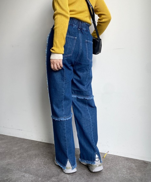 CPCM(シーピーシーエム)の「パッチワークツイルパンツ2(デニムパンツ・レディース・ブラック/インディゴブルー/アイボリー・FREE)」の17枚目の写真